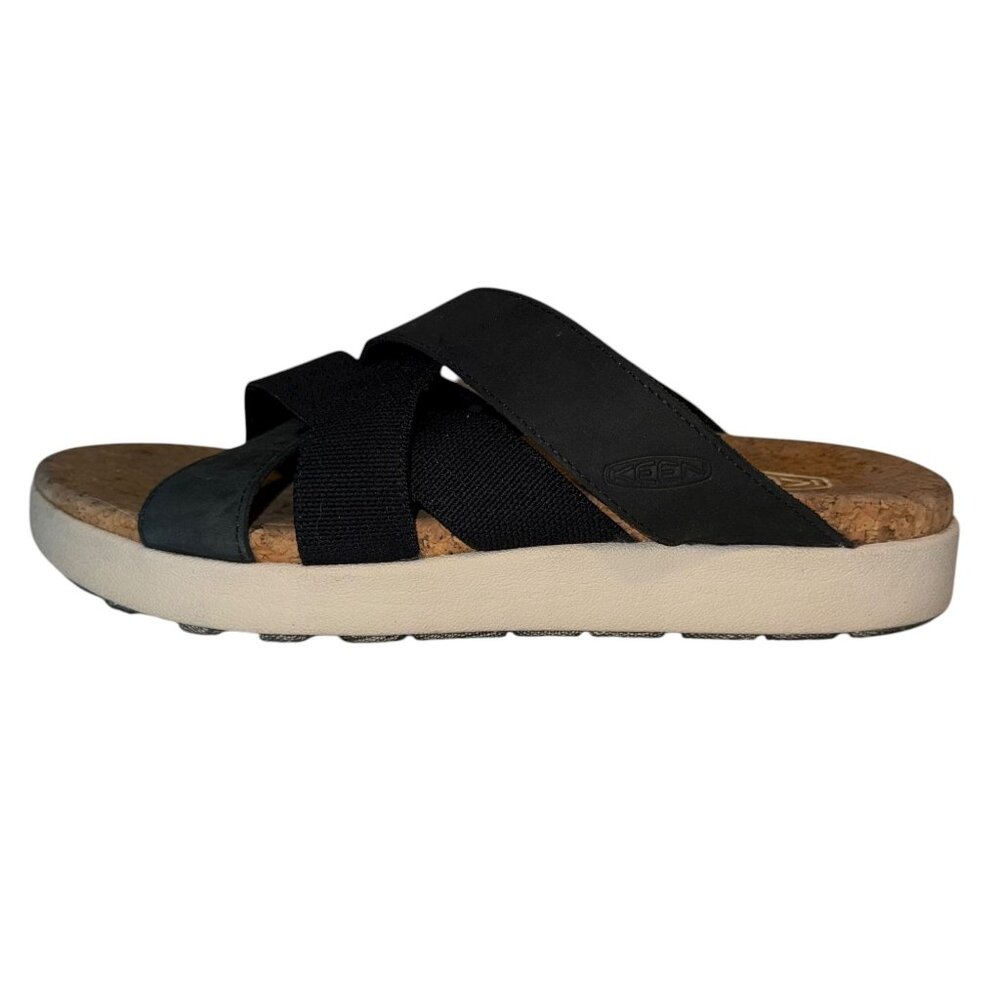 Keen Elle Mixed Slide Sandals Womens 9 Black Birch Leather Summer Spring - Picture 3 of 9